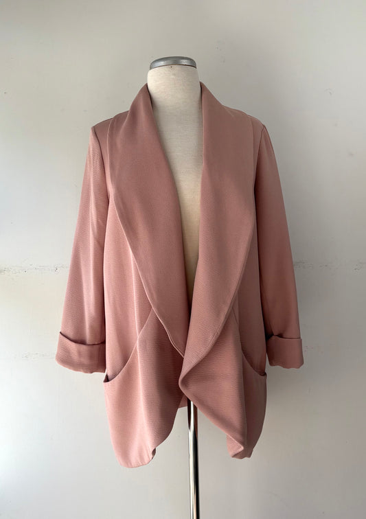 Veste/veston rose cendré, ouvert, poche | LDRU-18 (L)