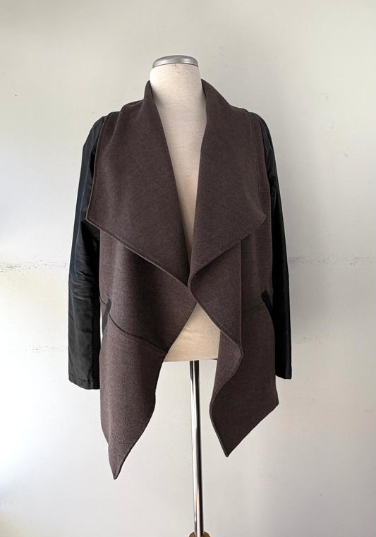 Veston taupe et noir, non doublé, ouvert, manche longue | JLEF-13 (M)