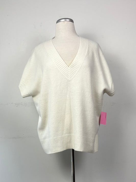 Chandail crème, encolure en V, manche courte | ASIM-236 (L)