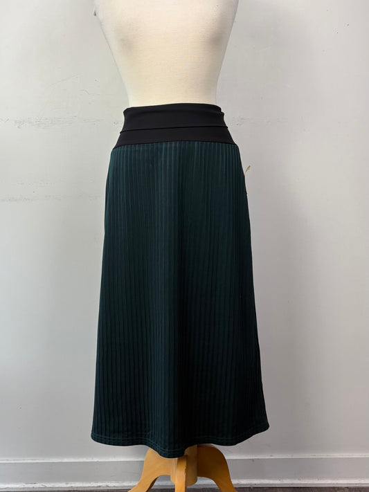Jupe vert forêt texturée, bande de taille noire | LCLEB-94 (L)