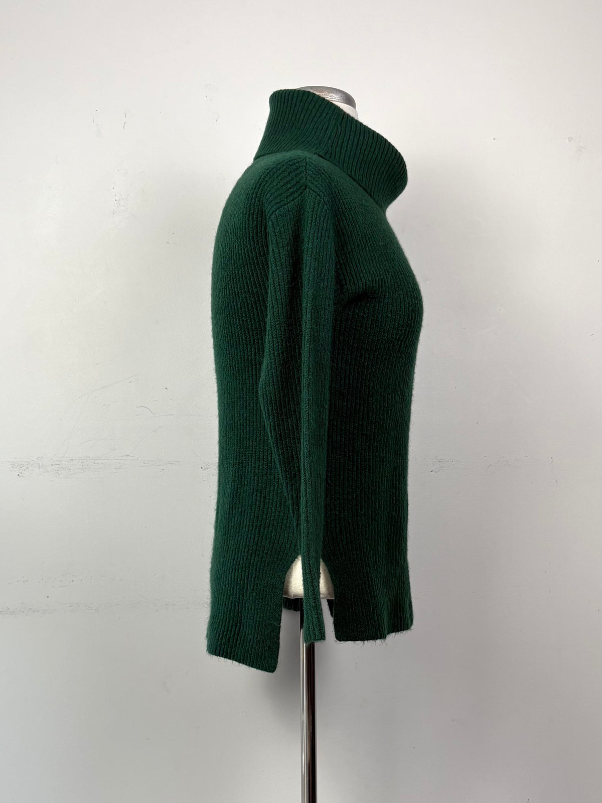 Pull col roulé vert forêt, manche longue | MJPIG-15 (XS)