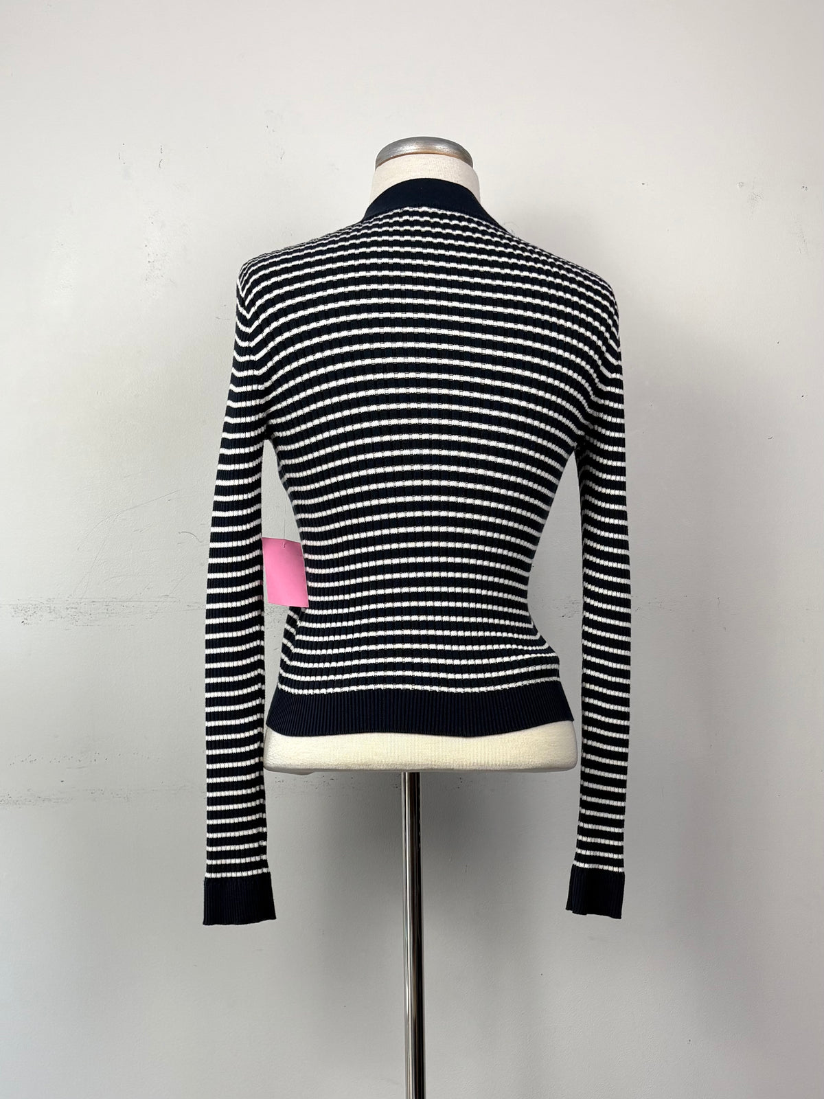 Cardigan rayé marine/blanc, manche longue | AMHUY-03 (S)