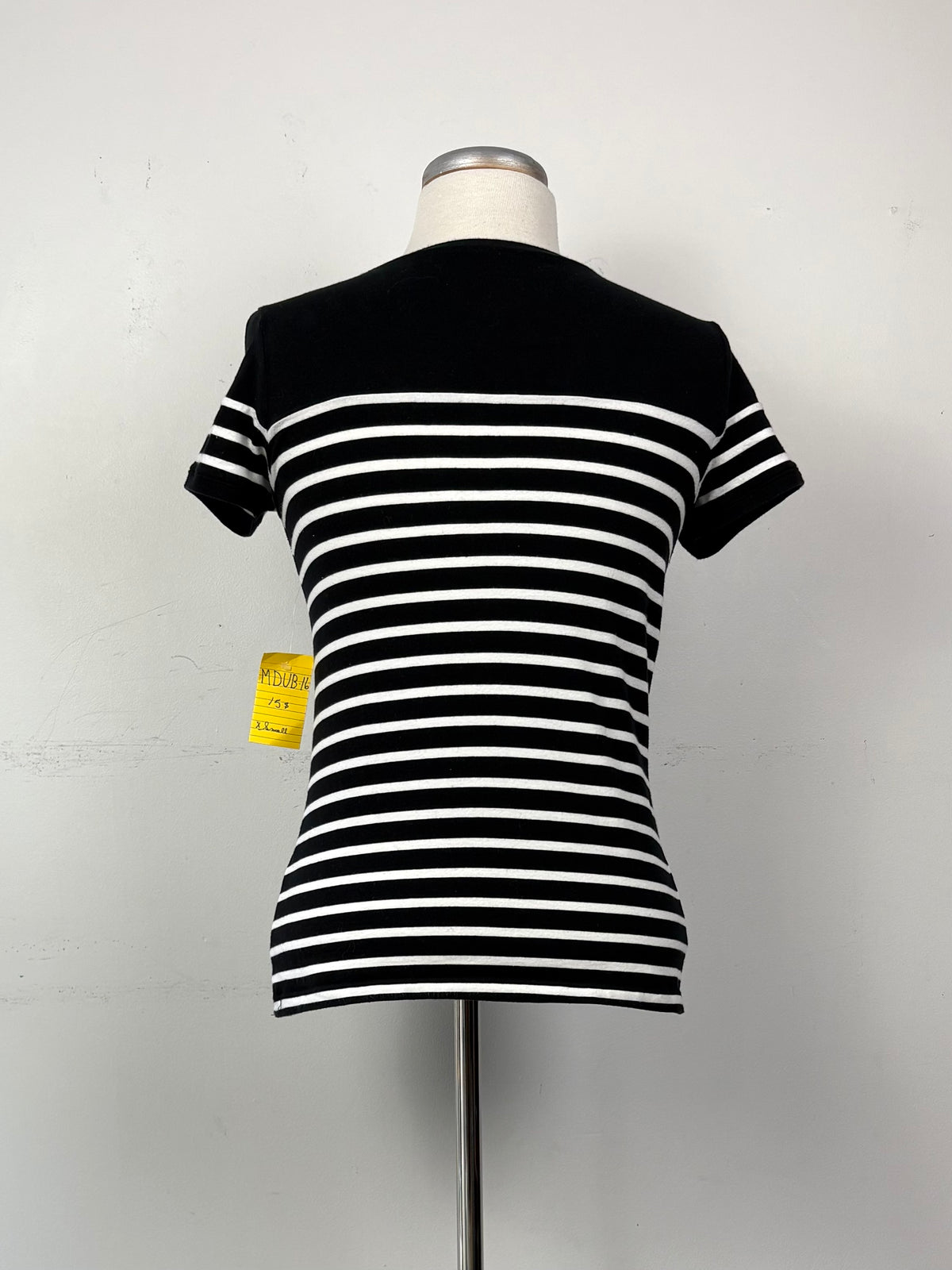 T-shirt rayé noir/blanc manche courte | MDUB-16 (XS)