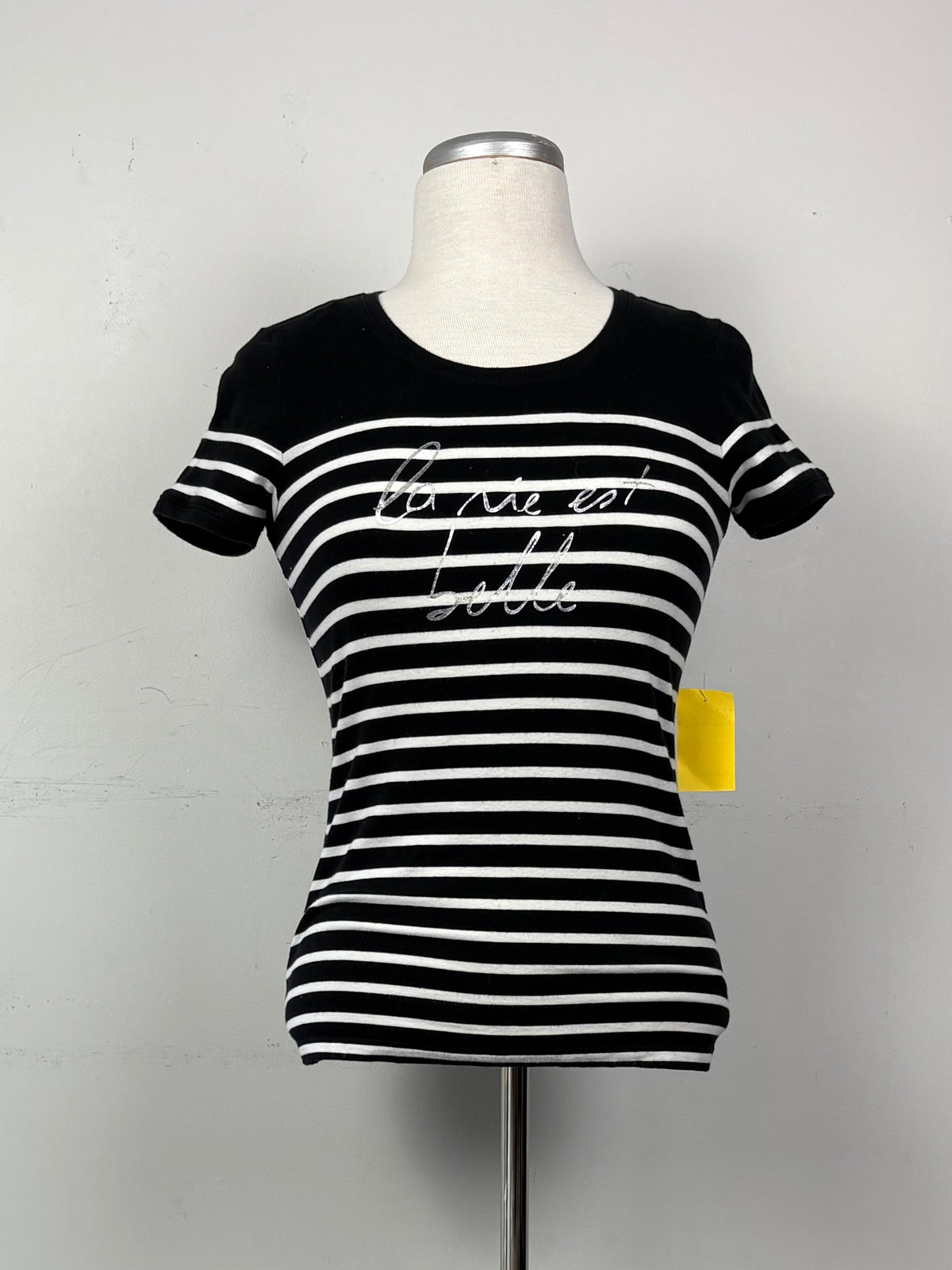 T-shirt rayé noir/blanc manche courte | MDUB-16 (XS)