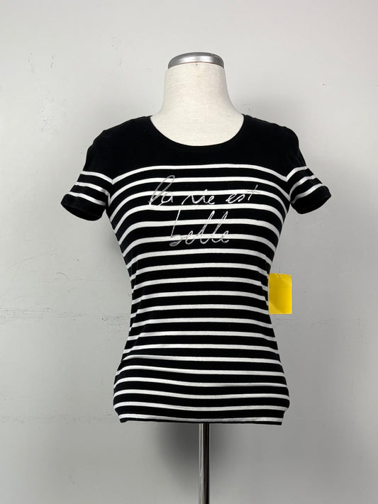 T-shirt rayé noir/blanc manche courte | MDUB-16 (XS)