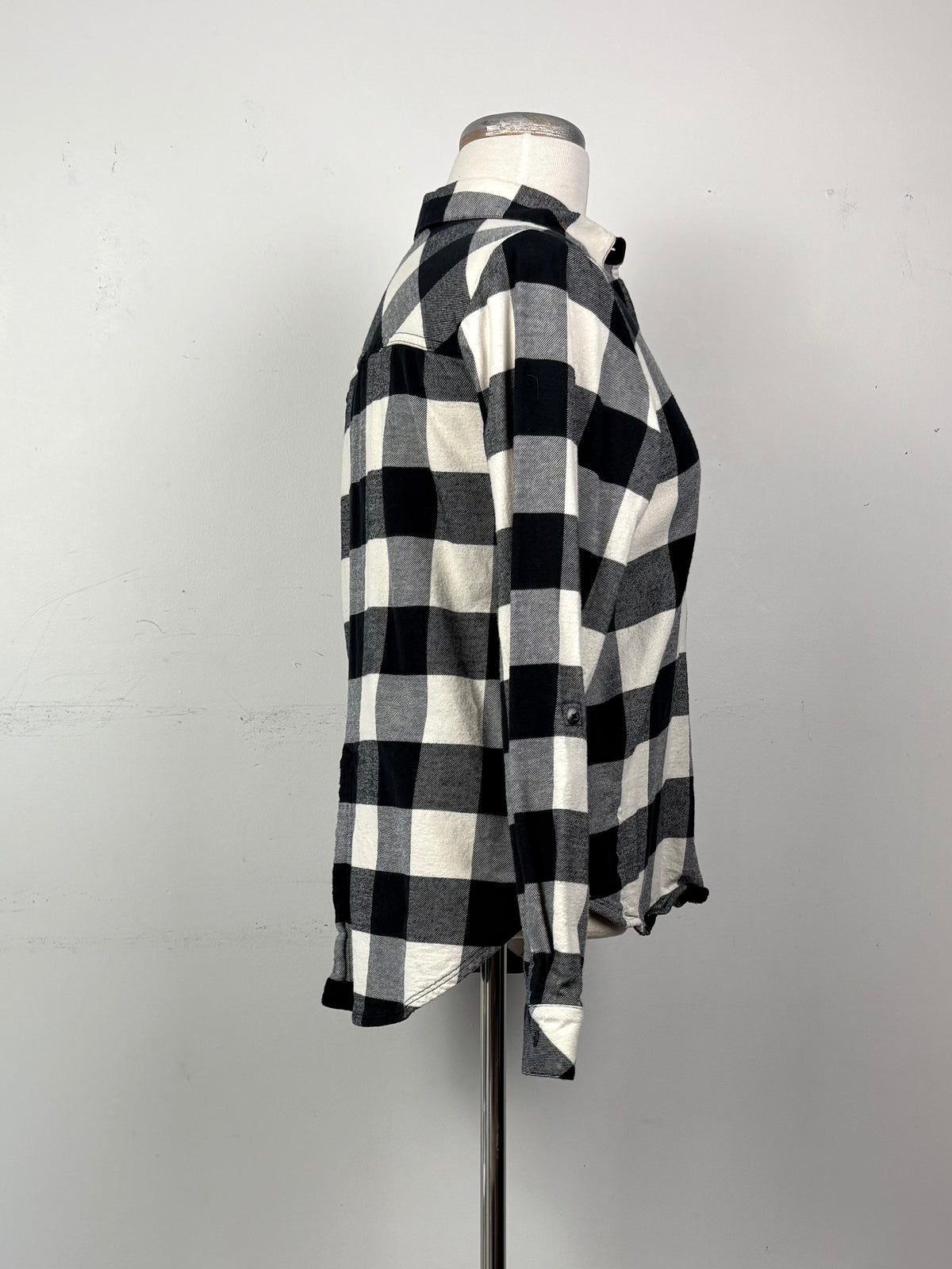 🧚Chemise carreaux noire, crème, gris | JCAS-21 (S)