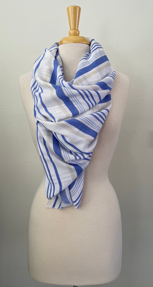 Grand Foulard rayé bleu (Pinkmuchacha)
