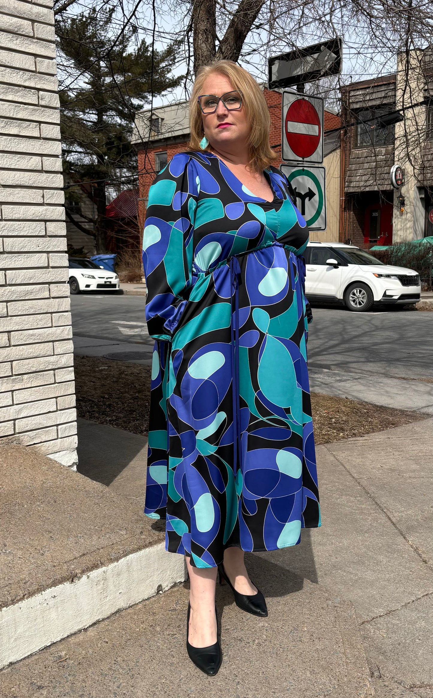 Robe longue, encolure "V" et manches longues | Clara (Pinkmuchacha)