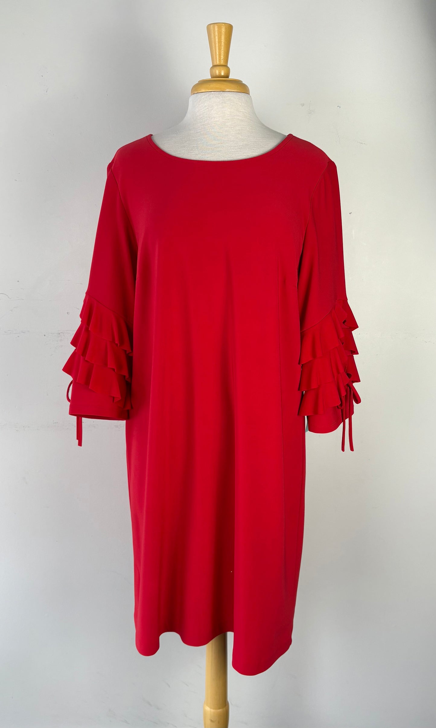 Robe rouge manches voilants | PINK-155 (14 ans-XL)