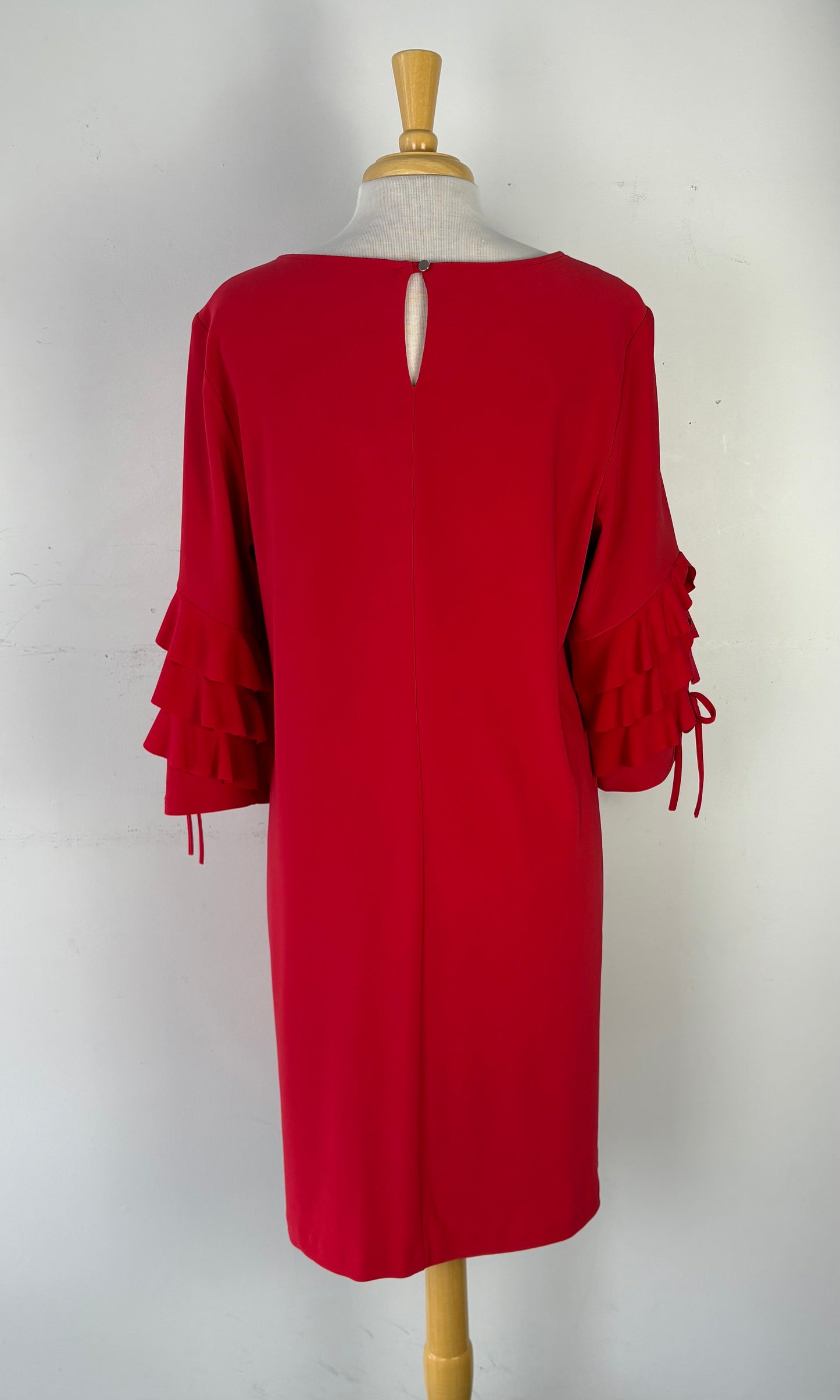 Robe rouge manches voilants | PINK-155 (14 ans-XL)