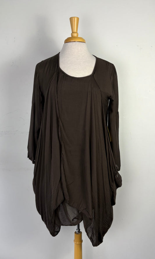 Tunique drapée brune | JCAM-73 (M)