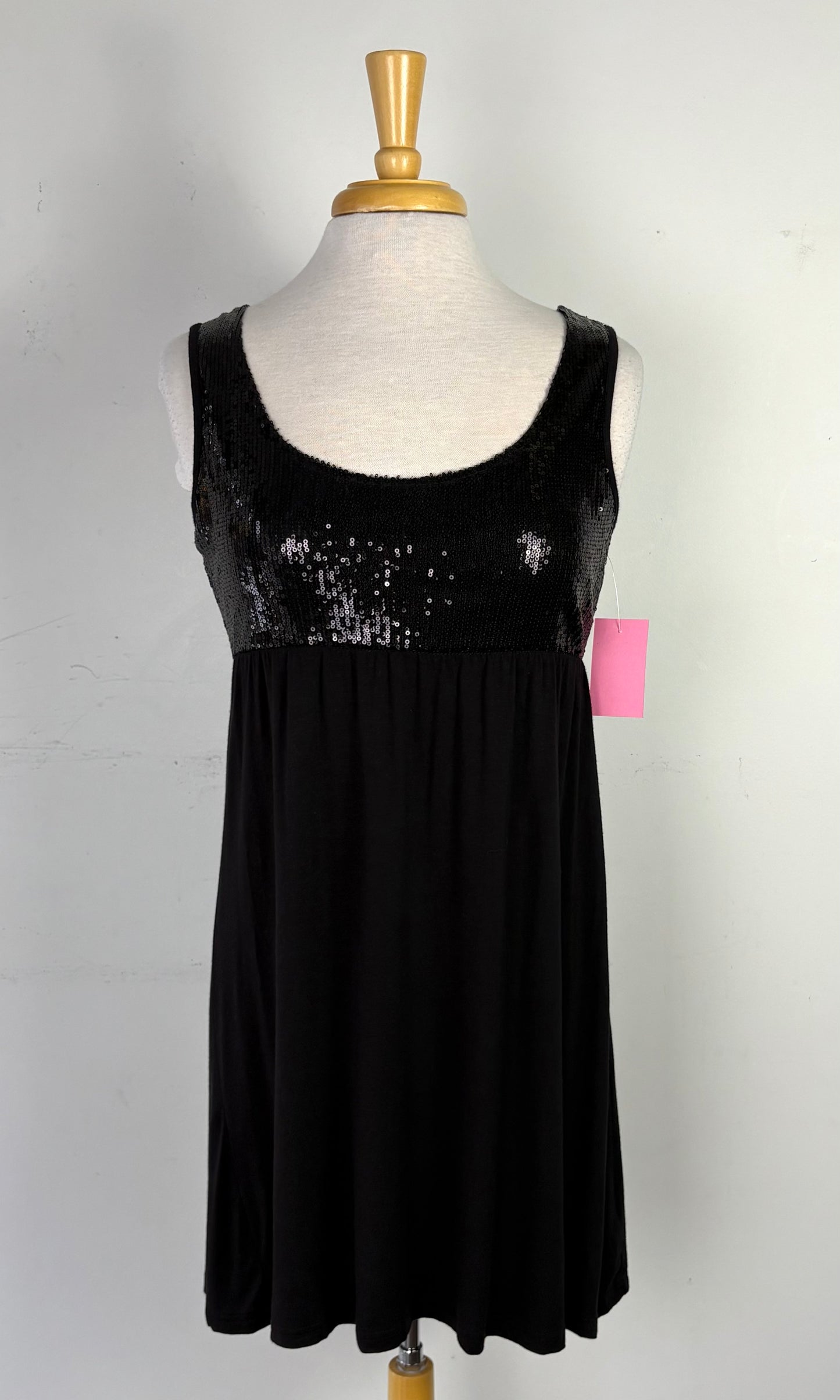 Robe tunique noire pas manche paillettes | MNDUH-47 (S)