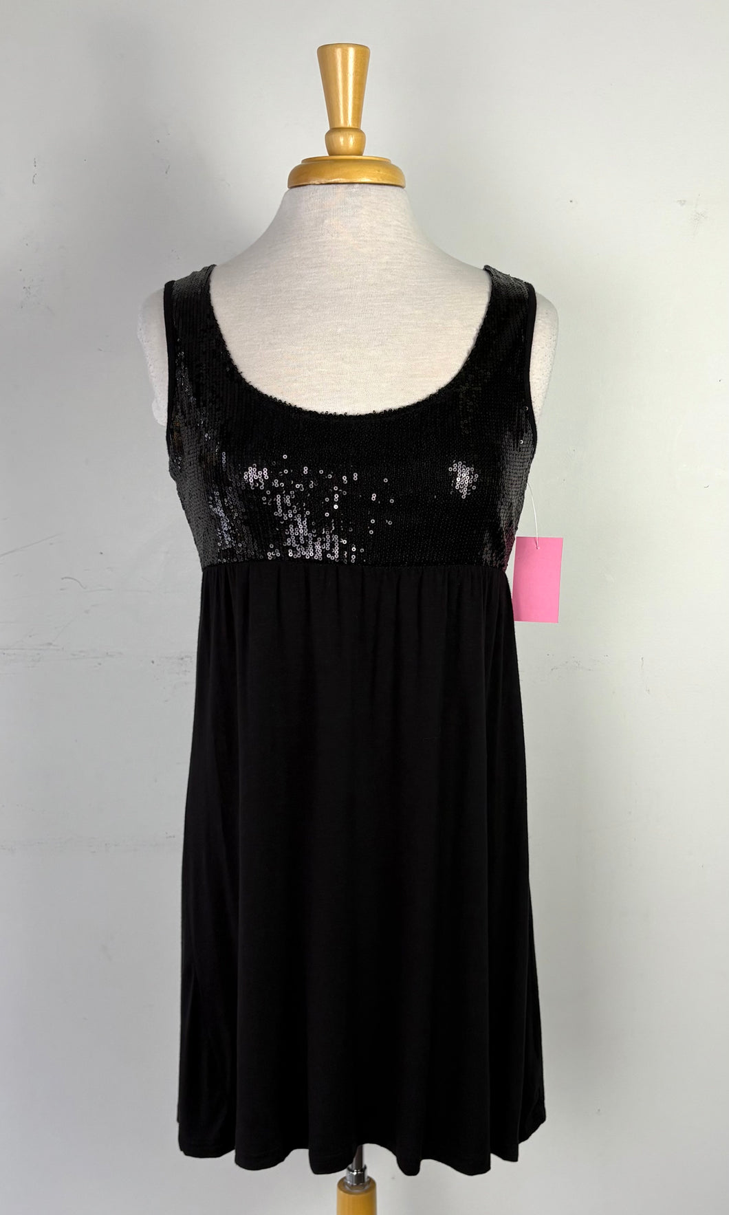 Robe tunique noire pas manche paillettes | MNDUH-47 (S)