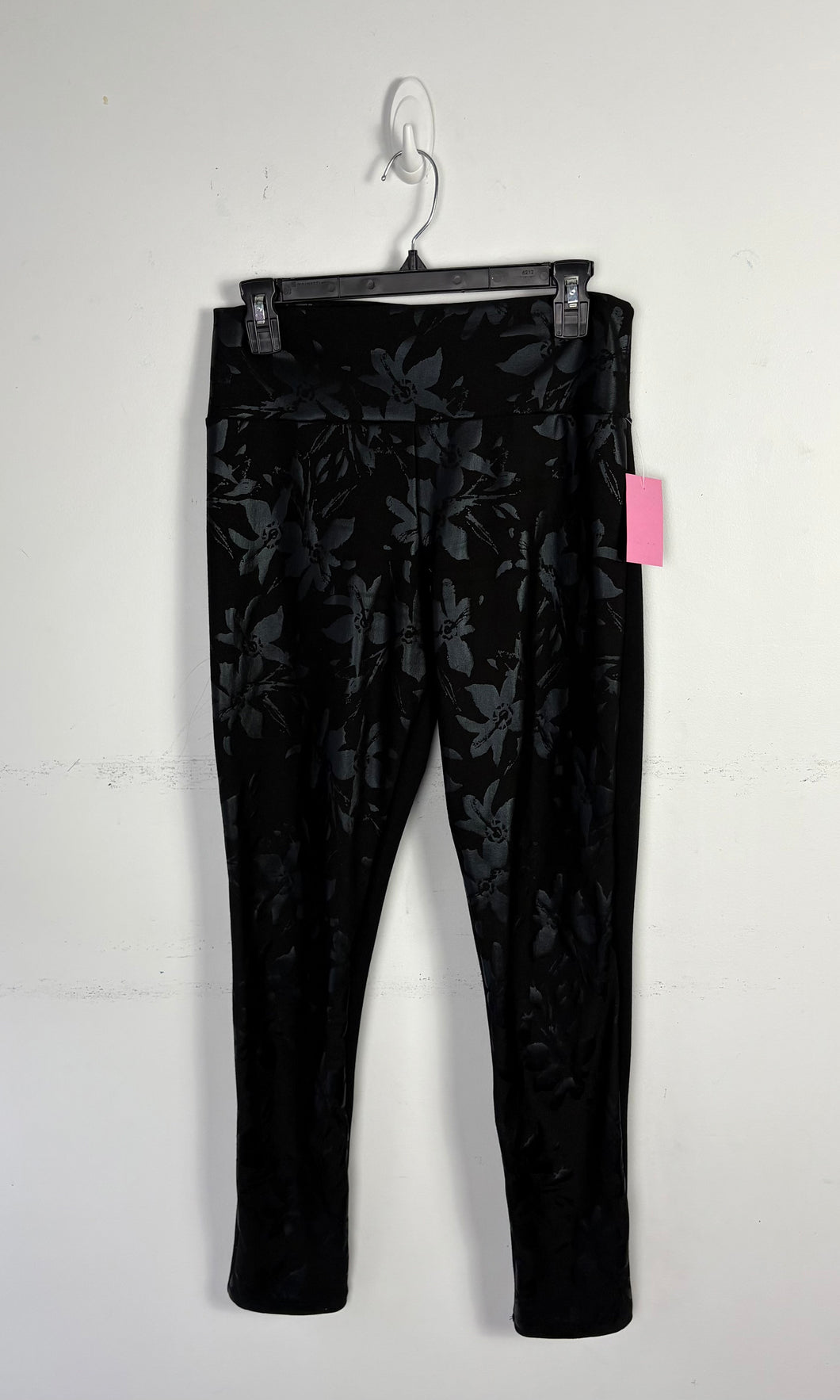 Legging noir fleur faux cuir | APEL-27 (M-L)