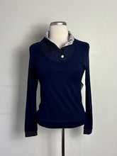Charger l'image dans la galerie, Chandail marine, détail en coton, manches longues | MKHA-15 (S)
