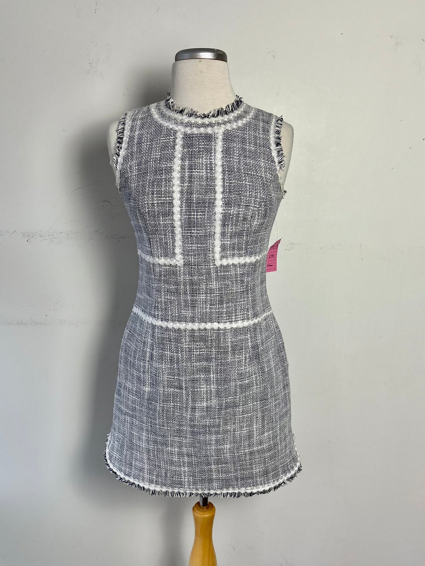 Robe marine/blanc tissée, ceinture, pas manche | NMIL-09 (4 ans)