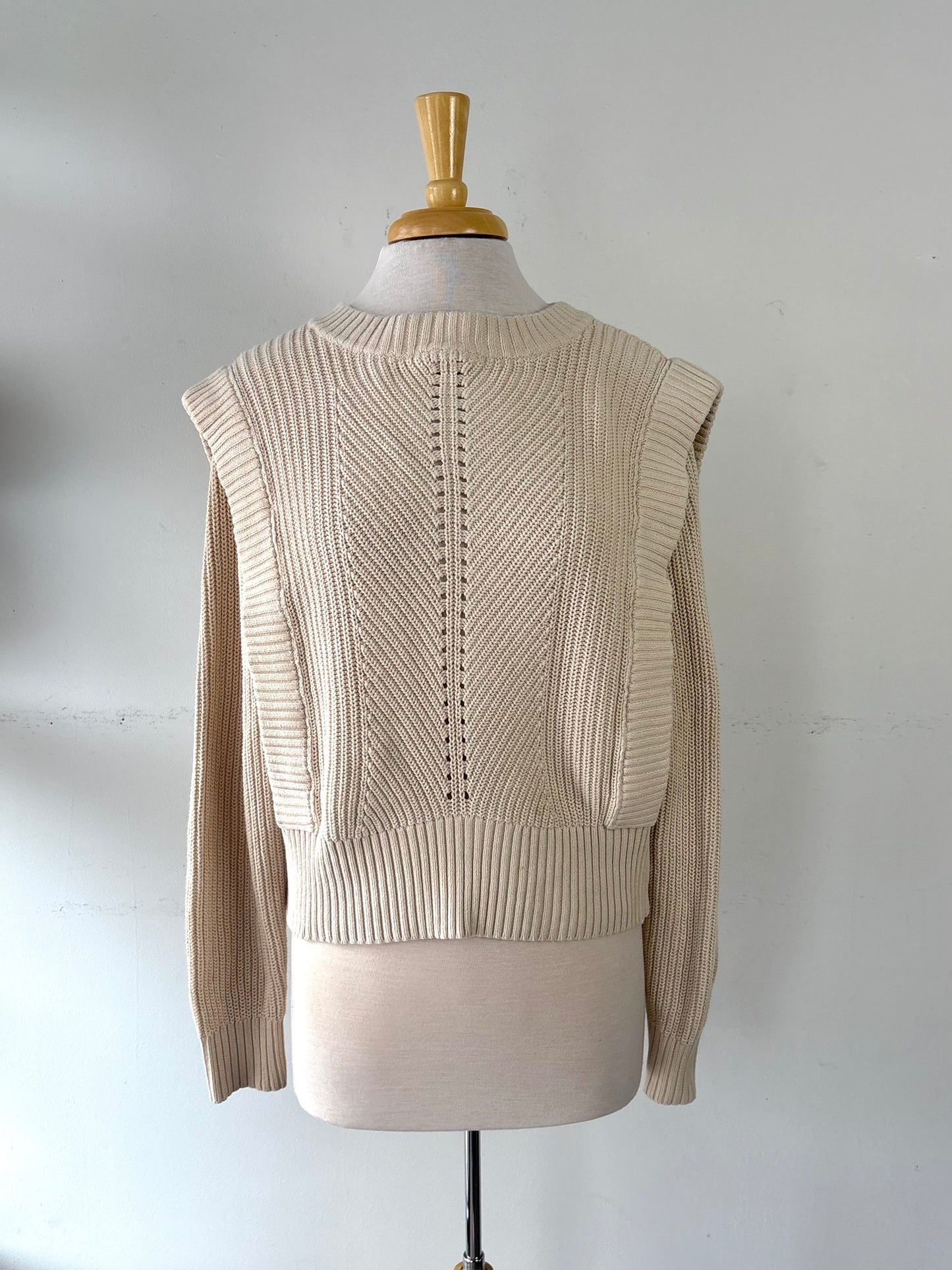 Chandail tricot beige, manche longue | LDRU-03 (XL)