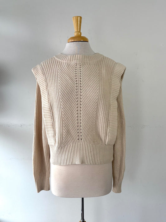 Chandail tricot beige, manche longue | LDRU-03 (XL)