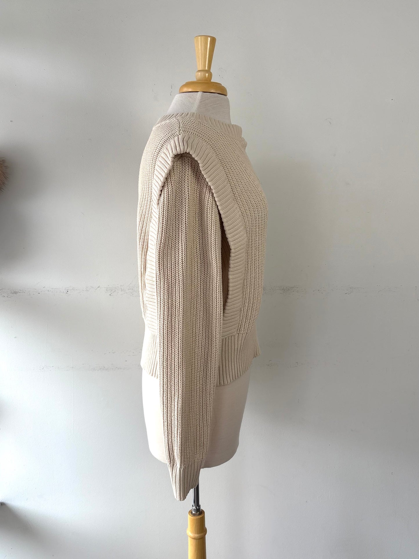 Chandail tricot beige, manche longue | LDRU-03 (XL)