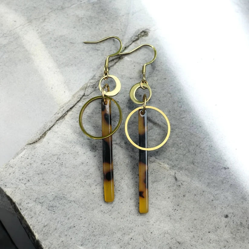 Boucle d'oreilles | Boucles or et brun | MF-367 | M Fantaisies