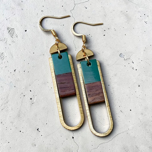 Boucle d'oreilles | Boucles laiton, bois et résine | MF-92 | M Fantaisies