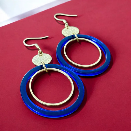 Boucle d'oreilles | L’anneau rétro bleue | MF-94 | M Fantaisies