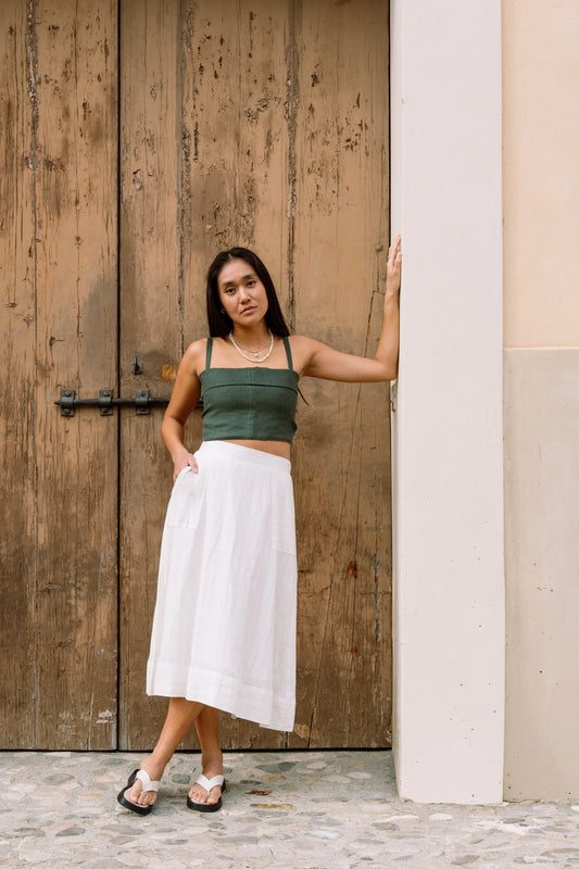 Jupe midi en lin | Talina | Marigold