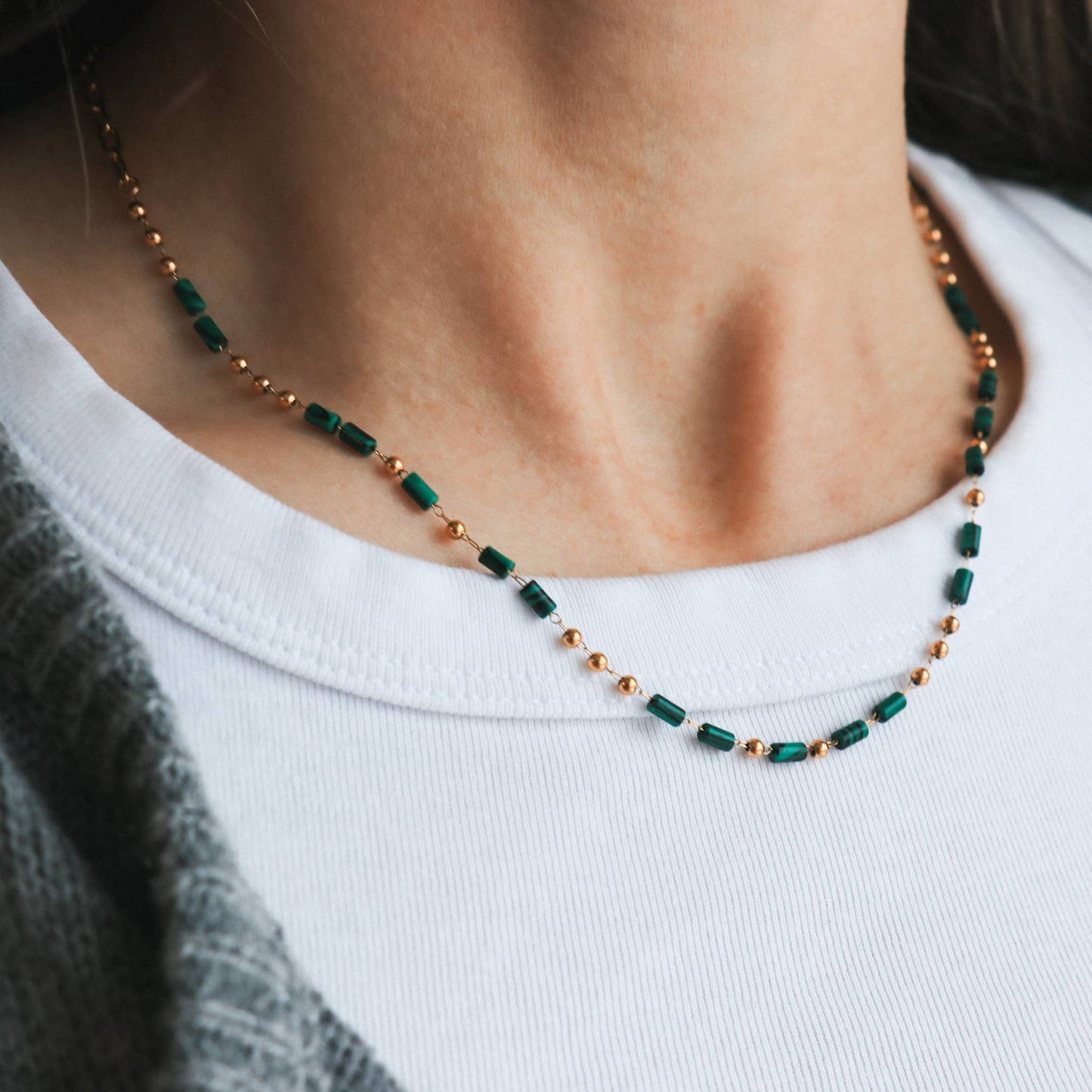 Collier en pierre naturelle de malachite | Garo | Horace