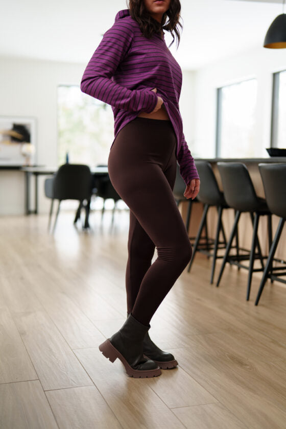 Legging Magog brun chocolat, vue portée de profil