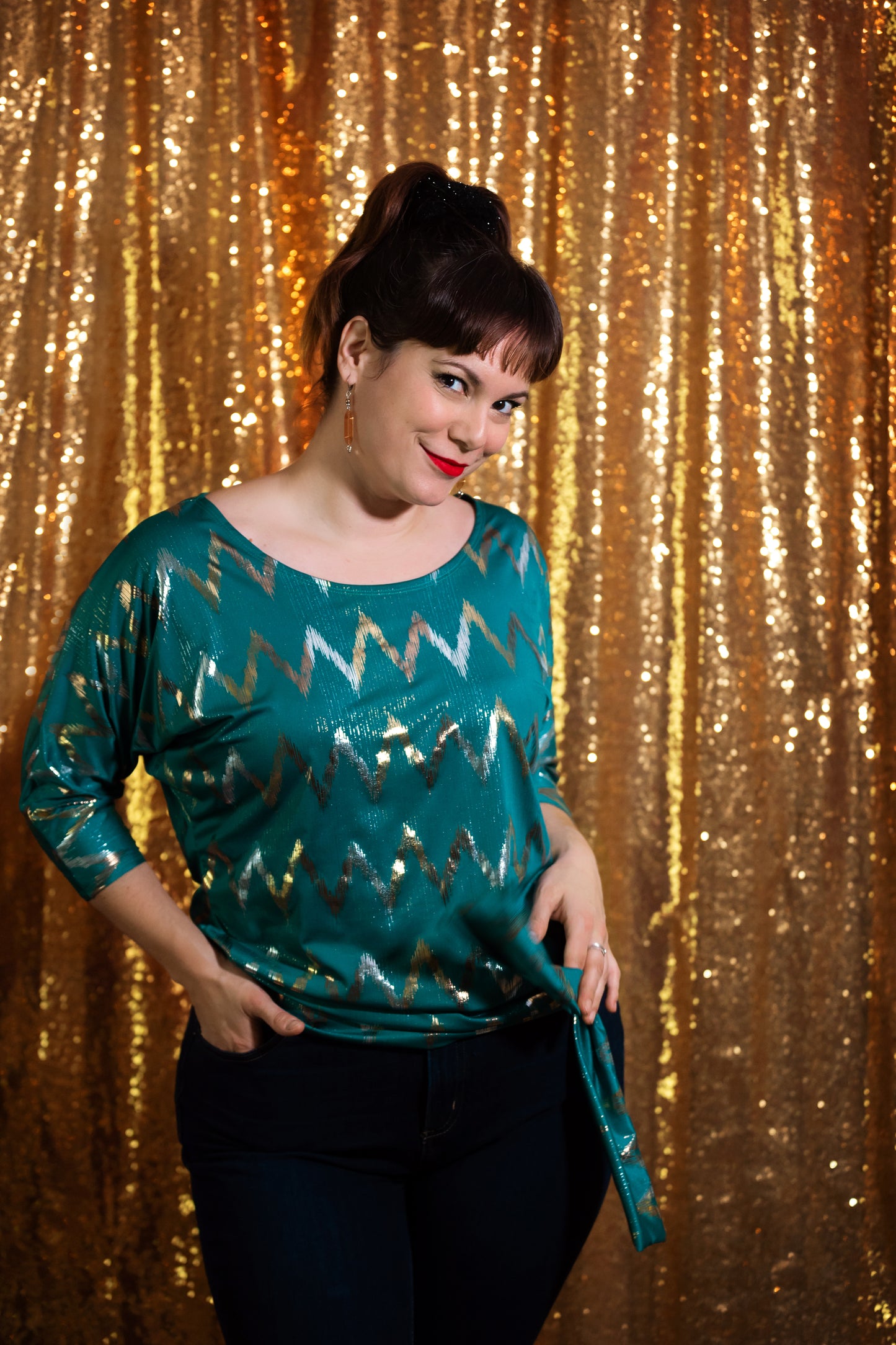 Haut festif manches 3/4 et noeud au bas | Scarlett (Pinkmuchacha)