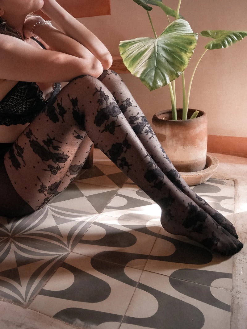 Collant Floral à Pois